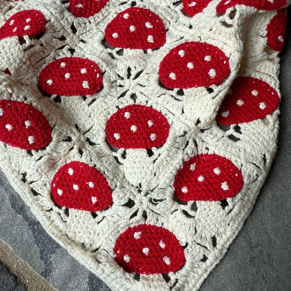 New! Anthropologie-Mushroom Crochet Hair Scarf